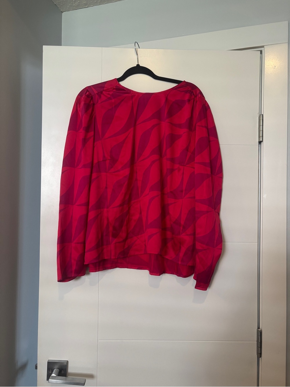 Vero Moda Fuchsia Geometric-Print Long Sleeve Blouse